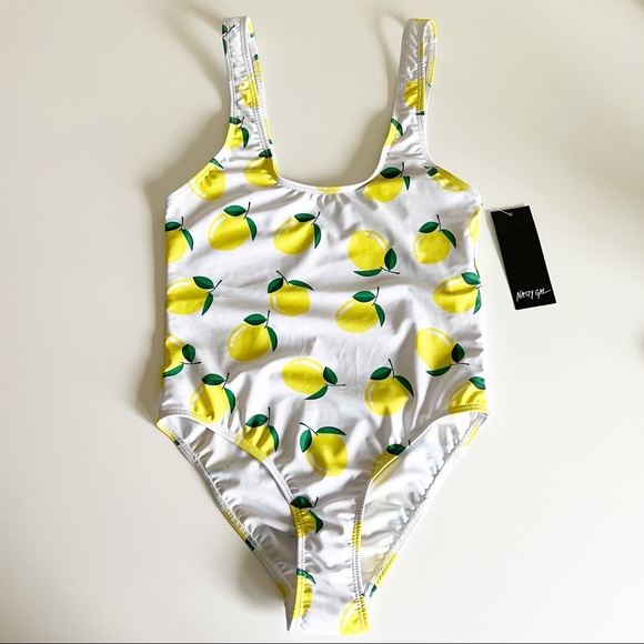 Nasty Gal Don't Be Bitter Lemon Plunge High Leg One Piece Swimsuit XS 0 NWT - Picture 13 of 14